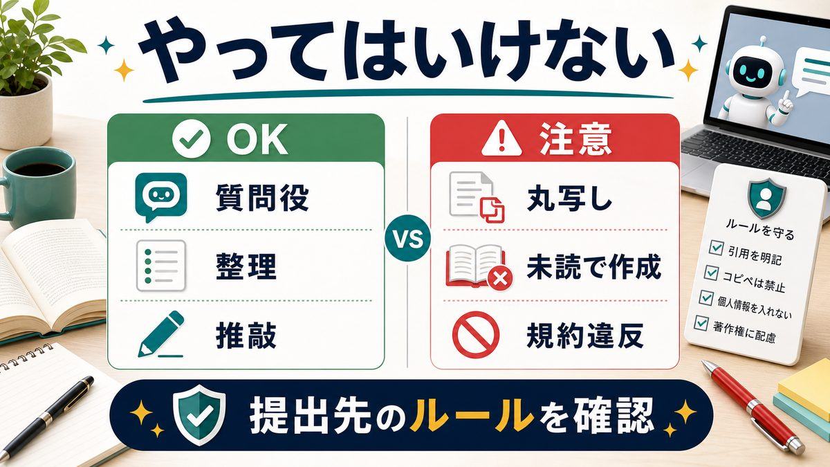 AI読書感想や書評でやってはいけない使い方を整理した図解