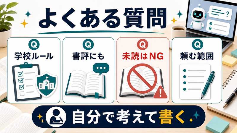 AI読書感想や書評のよくある質問を整理した図解