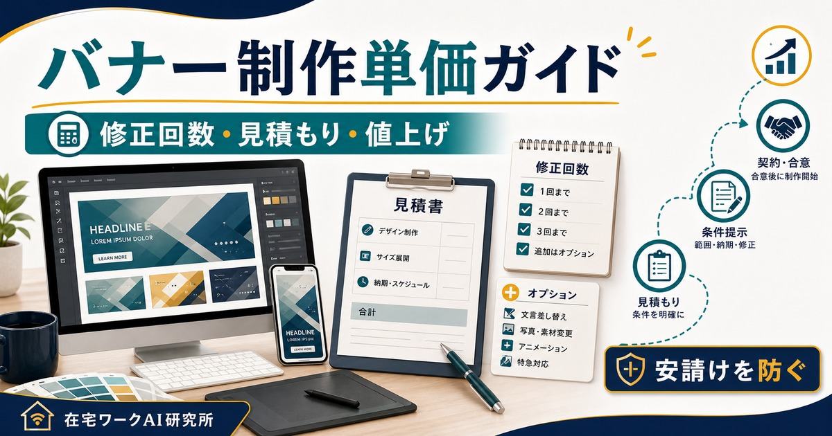 バナー制作副業の単価と見積もりを整理するアイキャッチ画像
