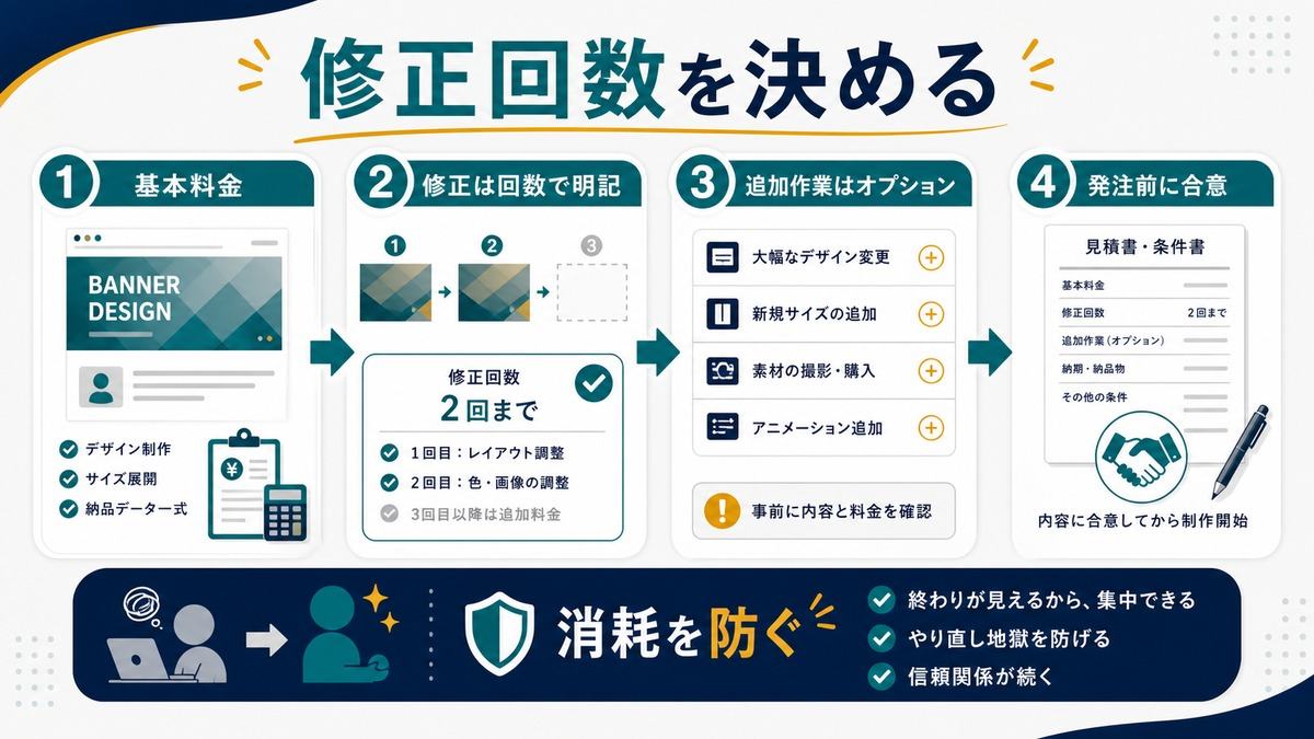 バナー副業で修正回数を決めて見積もる流れ