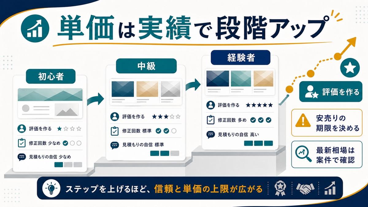 バナー制作副業の単価が実績で段階的に上がる流れ