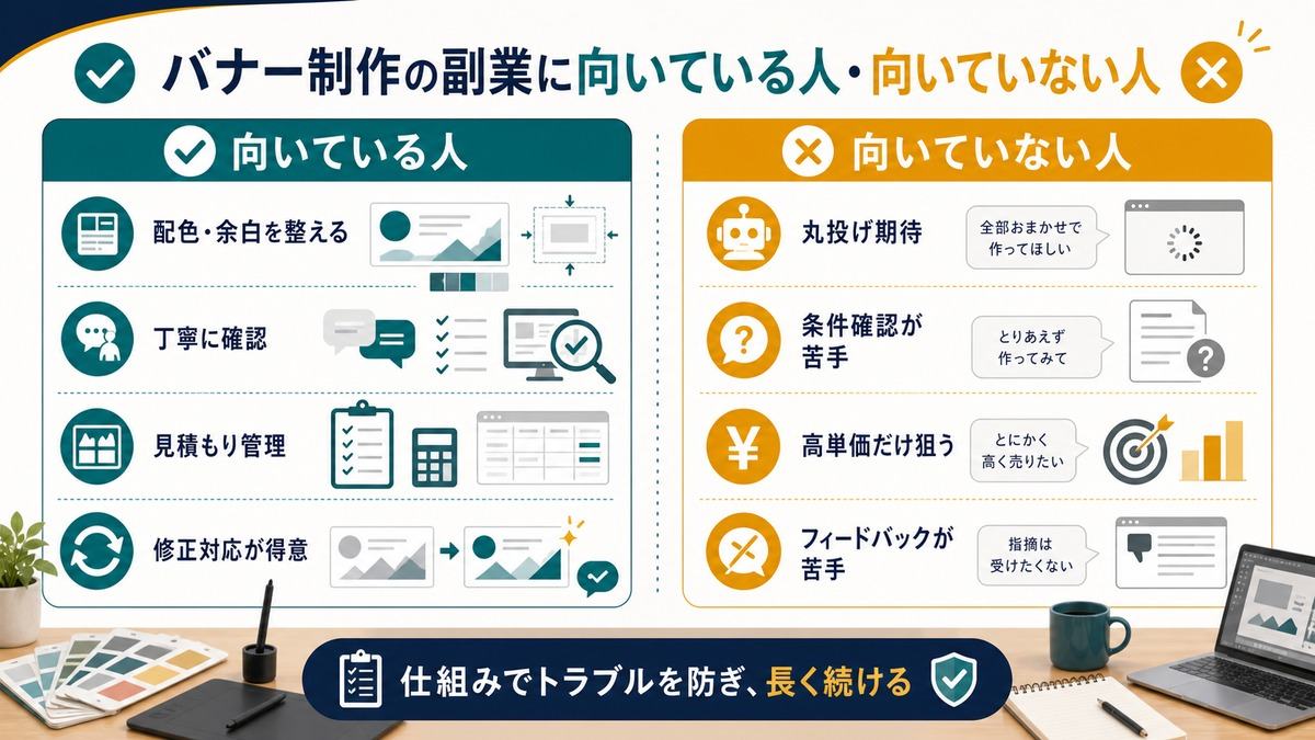 バナー制作副業に向いている人と向いていない人