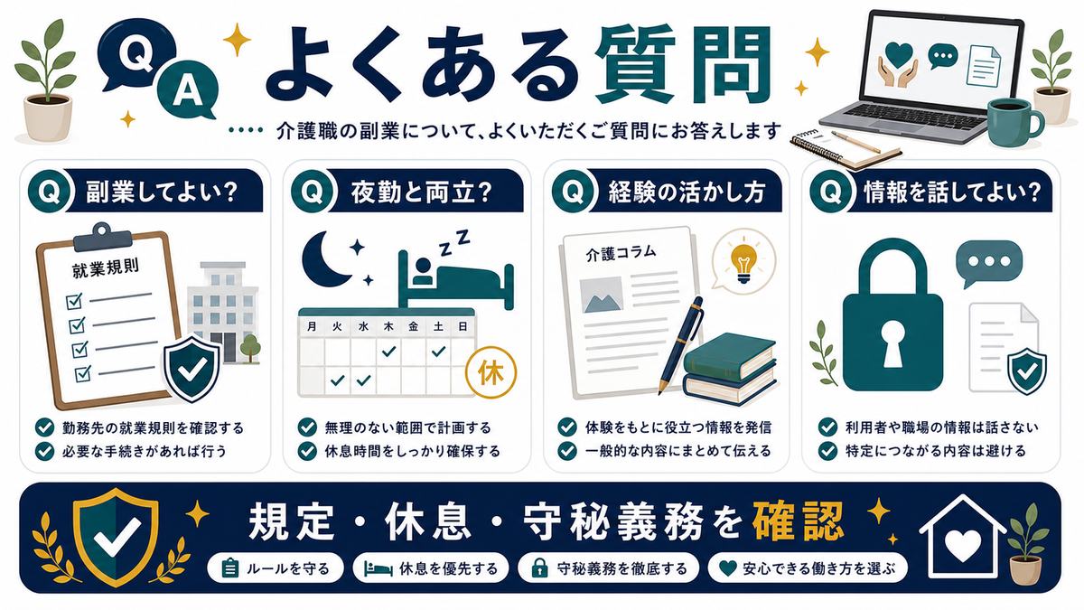 介護職の副業でよくある質問を整理した図解