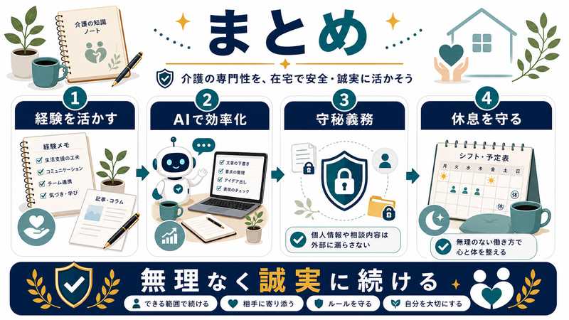 介護職の副業のポイントをまとめた図解