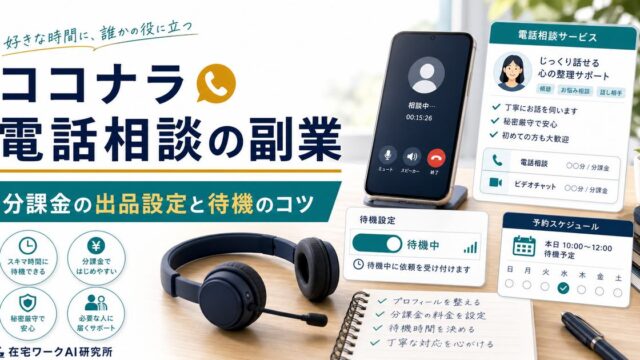 ココナラ電話相談副業の出品設定と待機のコツを整理するアイキャッチ画像