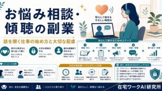 お悩み相談と傾聴の副業の始め方と大切な配慮を整理したアイキャッチ画像