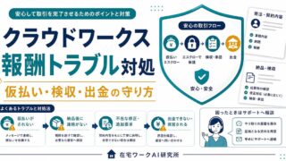 クラウドワークスの仮払いと検収と出金トラブル対処を整理したアイキャッチ画像