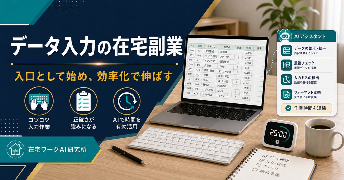 データ入力の在宅副業 入口として始め効率化で伸ばす 在宅ワークAI研究所