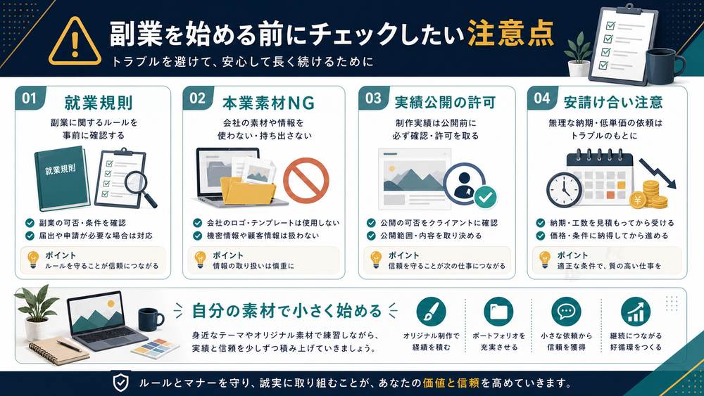 デザイナー副業を始める前に確認したい注意点