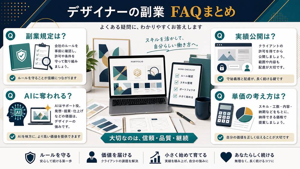 デザイナー副業でよくある疑問を整理したFAQ画像