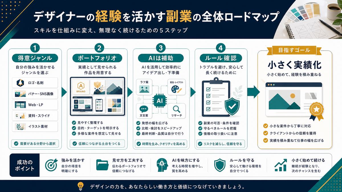 デザイナー副業の要点をまとめた画像