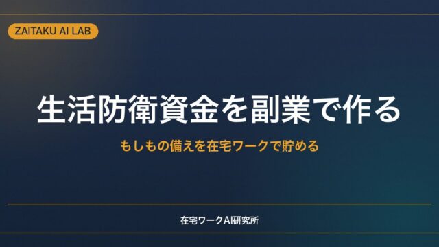 生活防衛資金を副業で作る｜もしもの備えを在宅ワークで無理なく貯める方法