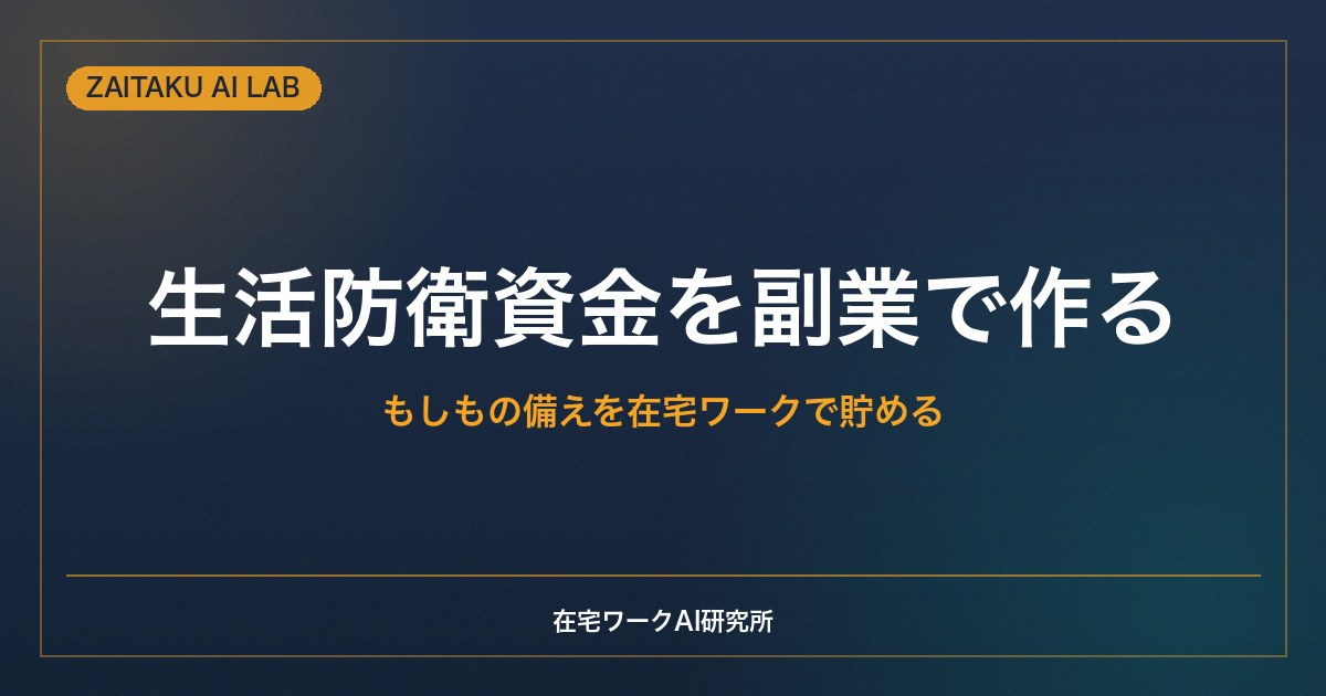 生活防衛資金を副業で作る｜もしもの備えを在宅ワークで無理なく貯める方法