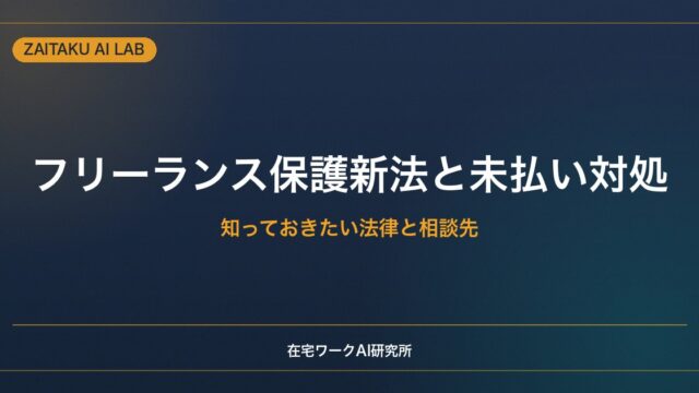 フリーランス保護新法と未払い・契約トラブル対処｜知っておきたい法律と相談先