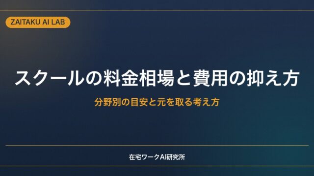 AI・Webスクールの料金相場と費用を抑える方法｜分野別の目安と元を取る考え方
