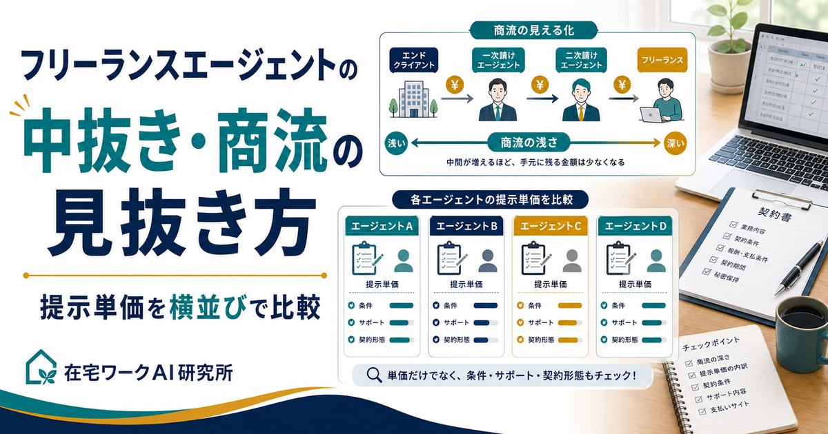 フリーランスエージェントの中抜きと商流の見抜き方のアイキャッチ