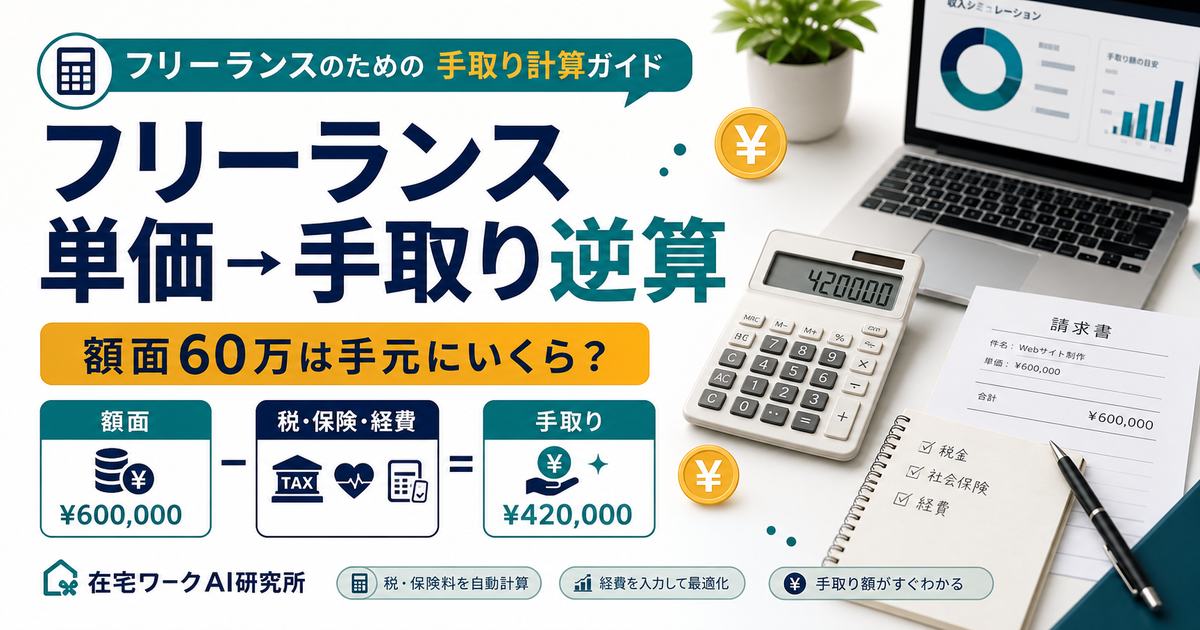 フリーランスの単価から手取りを逆算する早見表のアイキャッチ