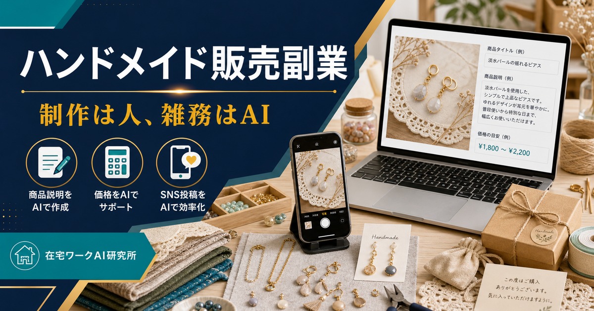 ハンドメイド販売副業 制作は人 雑務はAI 在宅ワークAI研究所