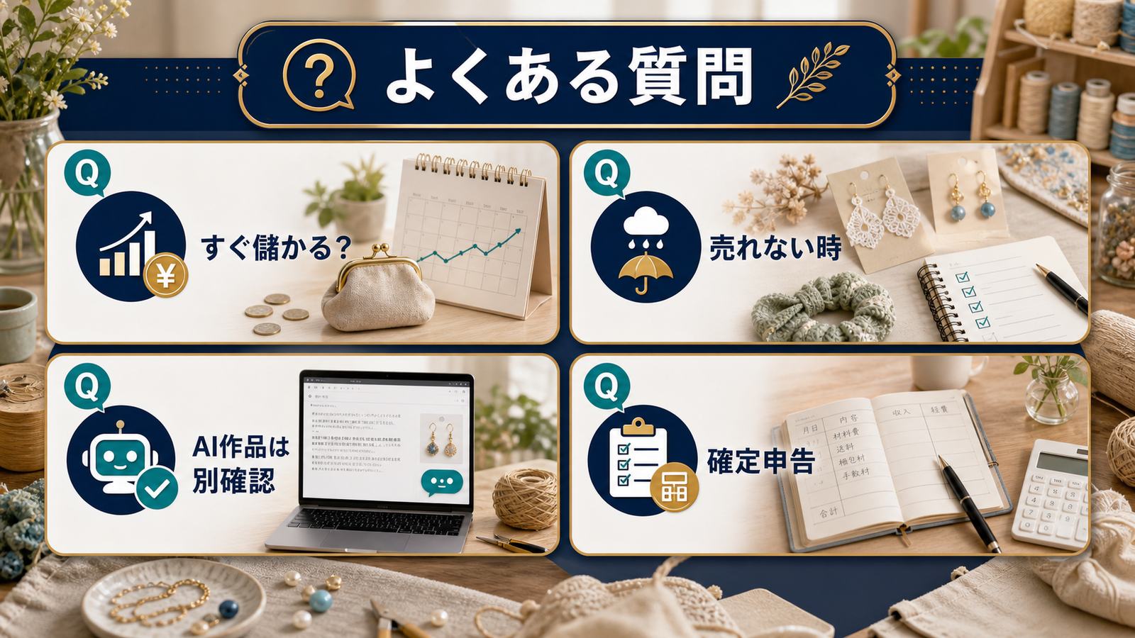 すぐ儲かるか売れない時AI作品は別確認確定申告のハンドメイド販売FAQ図