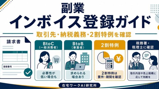 副業のインボイス登録判断と2割特例を整理したアイキャッチ画像