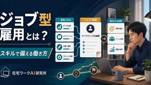 ジョブ型雇用とは何かとスキルで備える働き方を示す在宅ワークAI研究所のアイキャッチ画像