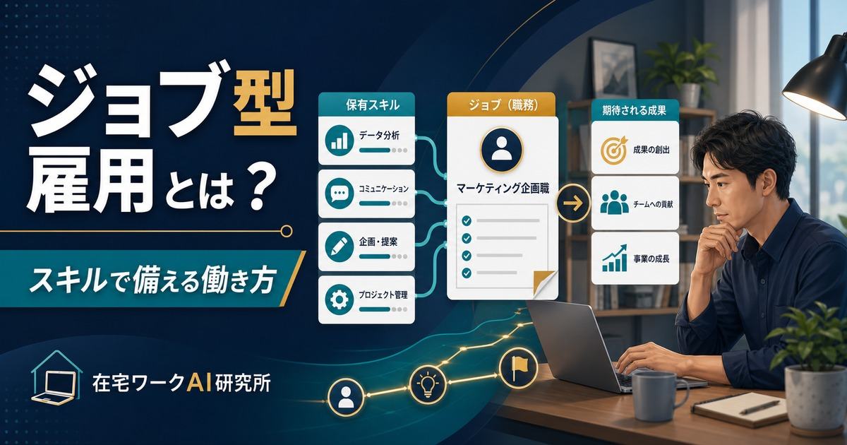 ジョブ型雇用とは何かとスキルで備える働き方を示す在宅ワークAI研究所のアイキャッチ画像