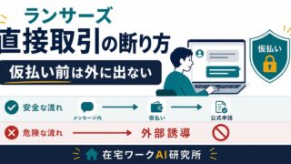 ランサーズで直接取引や外部誘導を断る流れを示すアイキャッチ画像