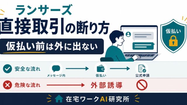 ランサーズで直接取引や外部誘導を断る流れを示すアイキャッチ画像