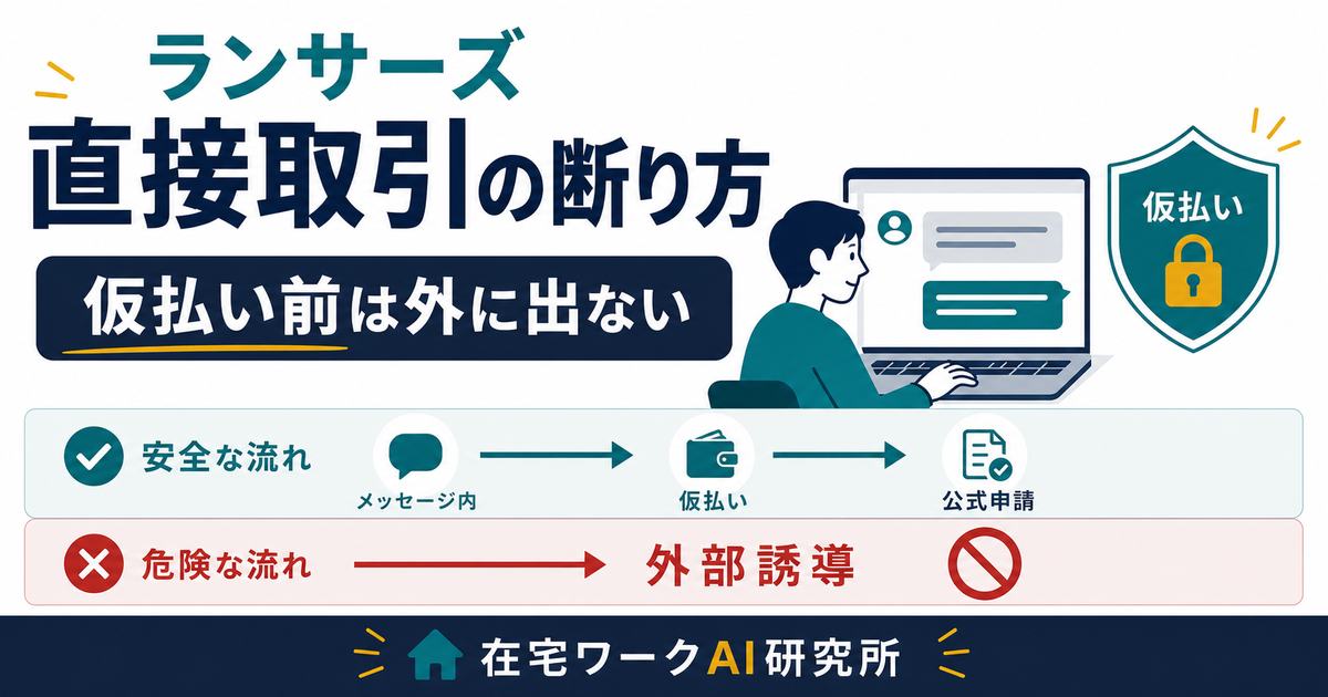 ランサーズで直接取引や外部誘導を断る流れを示すアイキャッチ画像
