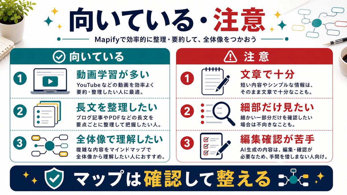 Mapifyに向いている人と注意したい人を整理した図解