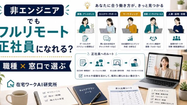 非エンジニアのフルリモート正社員とエージェント選びのアイキャッチ