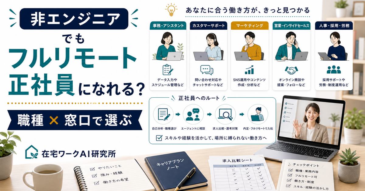 非エンジニアのフルリモート正社員とエージェント選びのアイキャッチ