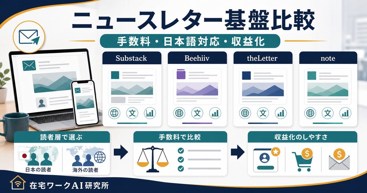 ニュースレター配信プラットフォーム比較のアイキャッチ画像