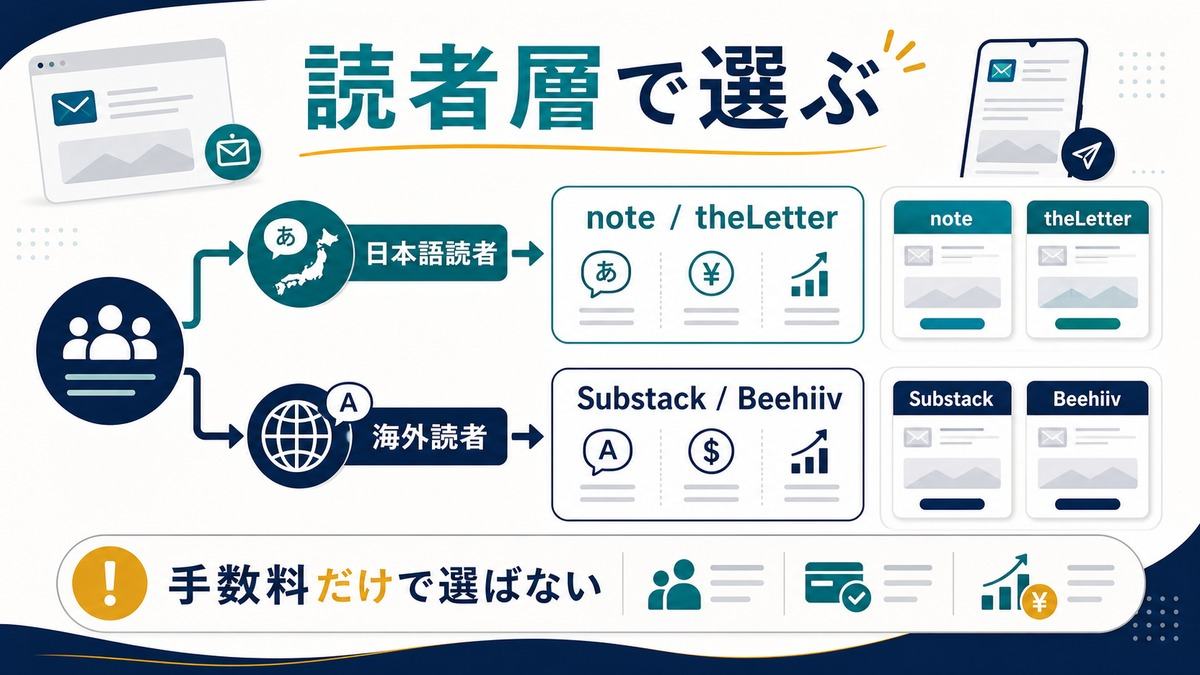 ニュースレター配信基盤を読者層で選ぶ分岐図