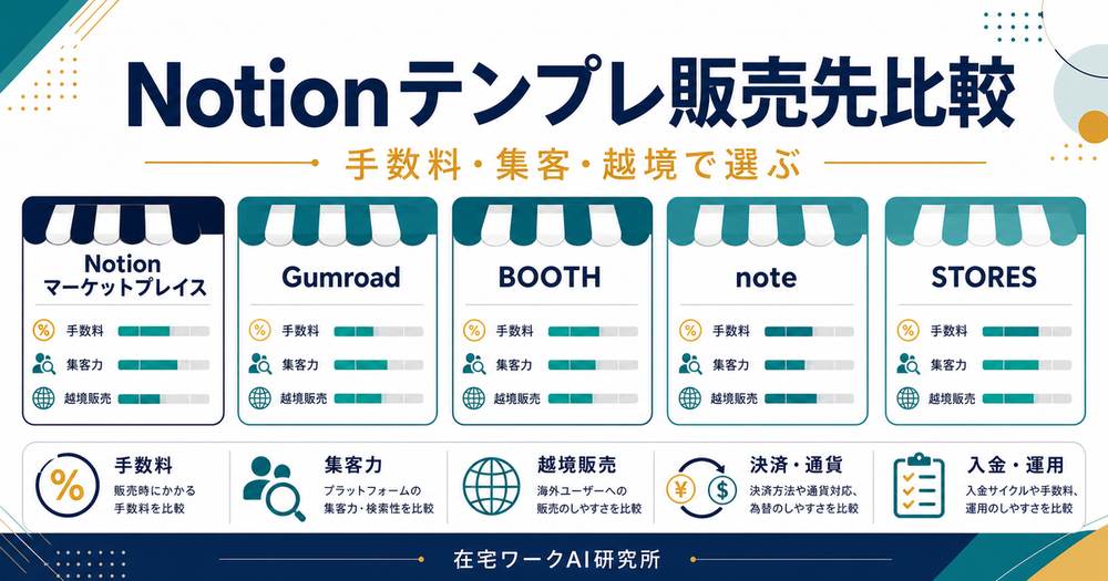 Notionテンプレート販売先比較のアイキャッチ画像