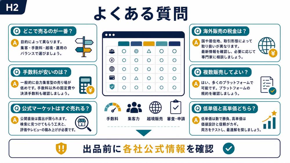 Notionテンプレ販売先のおすすめ手数料公式マーケット海外販売税金に関するFAQ図解