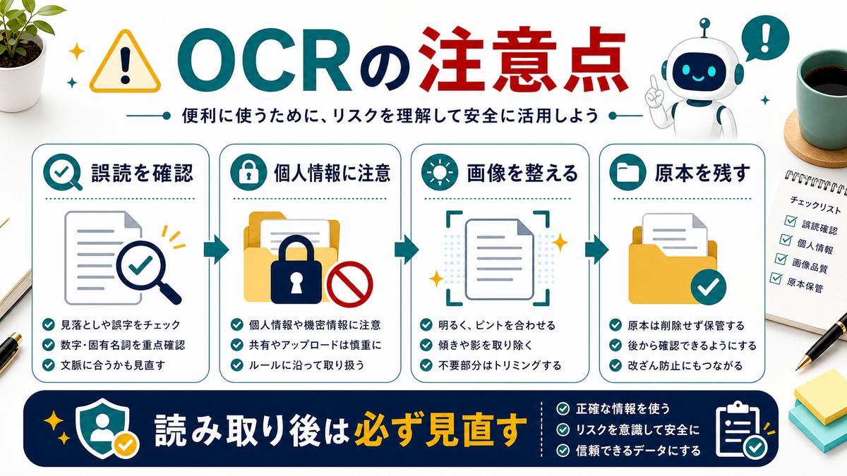 AI OCRを使うときの注意点を整理した図解