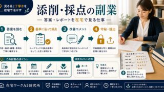 添削採点の副業として答案やレポートを在宅で見る仕事の流れを整理した図解