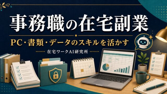 事務職の在宅副業でPCと書類とデータのスキルを活かす記事アイキャッチ