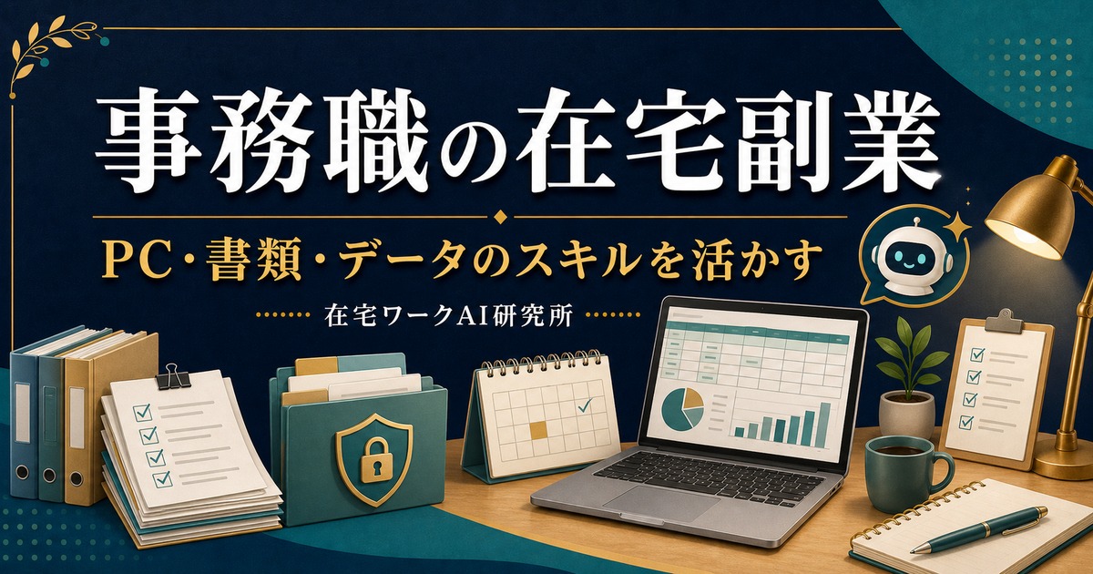 事務職の在宅副業でPCと書類とデータのスキルを活かす記事アイキャッチ