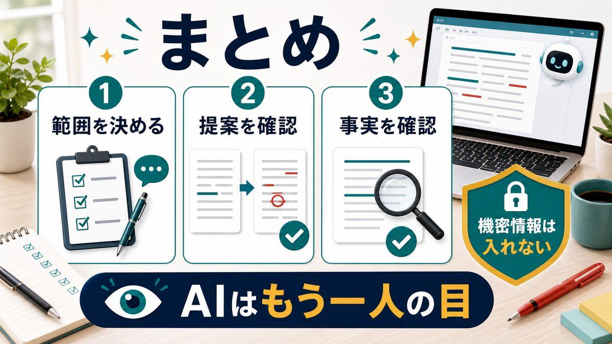 AI校正と推敲の使い方のまとめを整理した図解