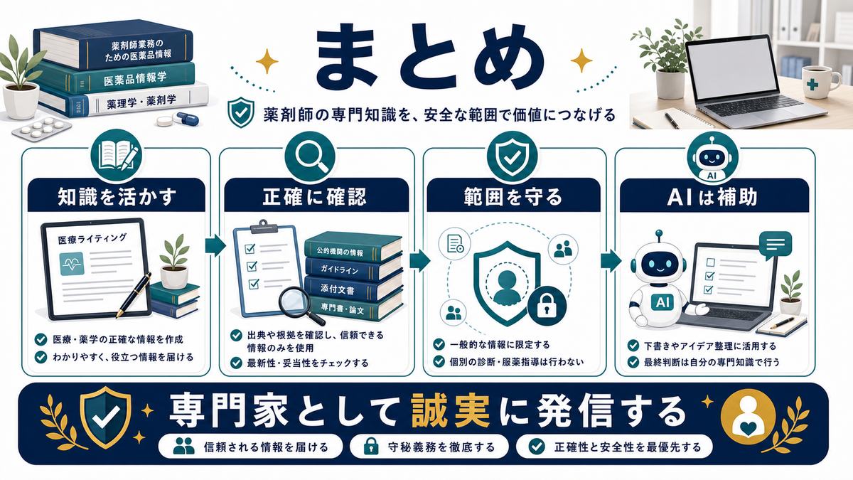 薬剤師の副業のポイントをまとめた図解