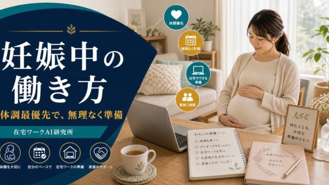 妊娠中の働き方と在宅ワーク準備記事のアイキャッチ画像