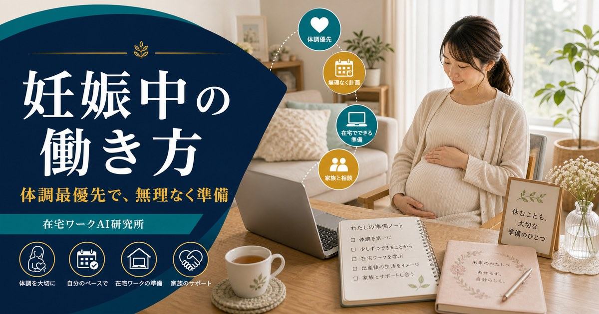 妊娠中の働き方と在宅ワーク準備記事のアイキャッチ画像