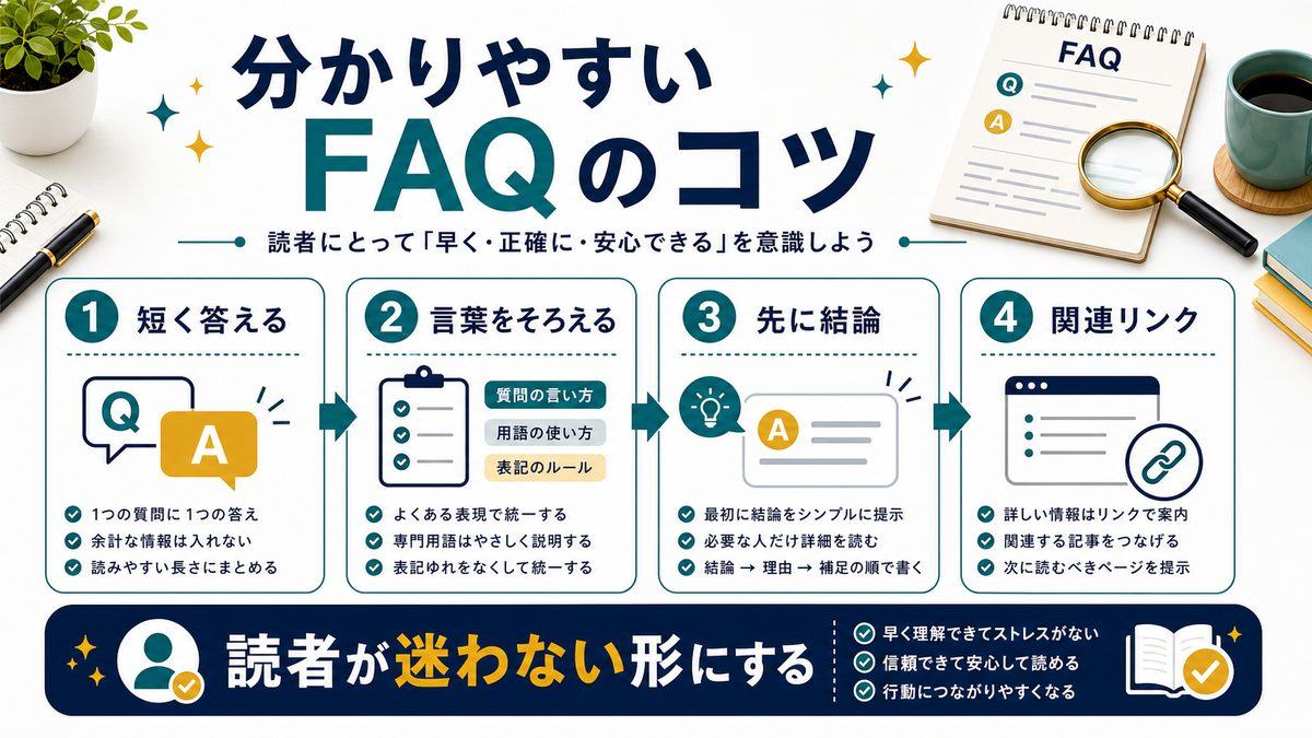 分かりやすいFAQを作るコツを整理した図解