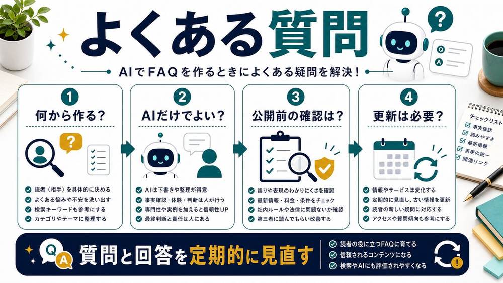AIでFAQを作るときのよくある質問を整理した図解