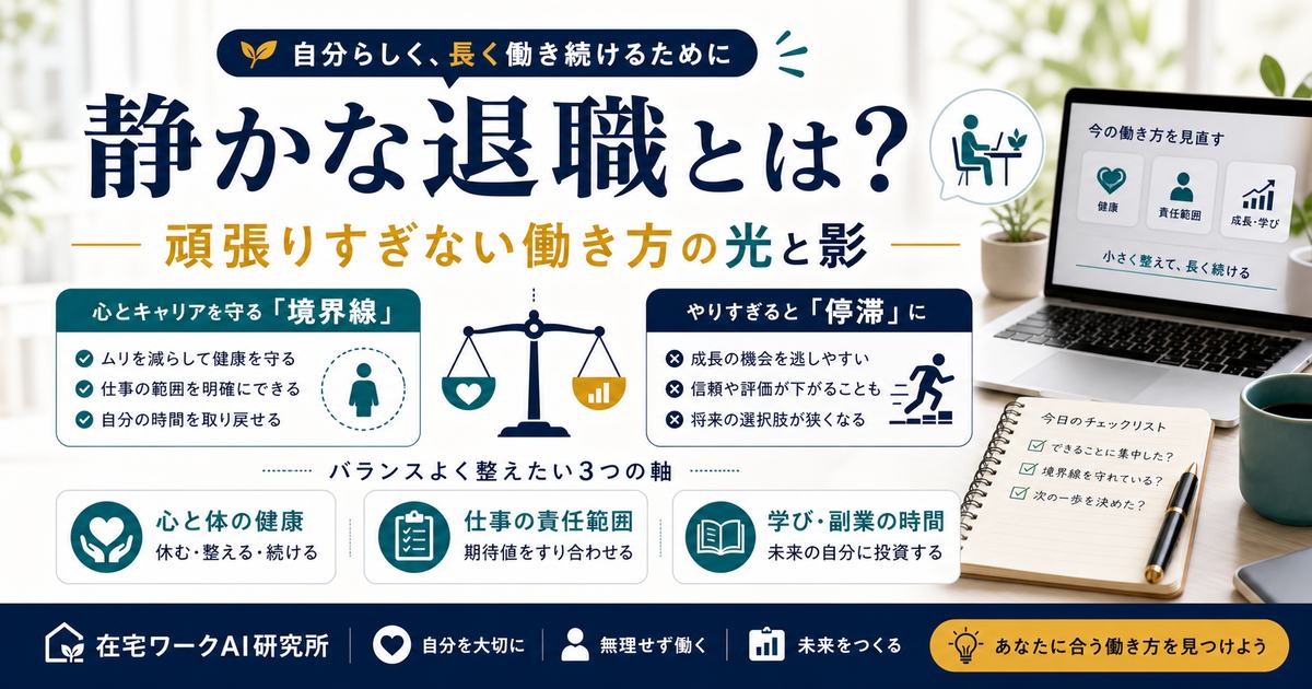 静かな退職と頑張りすぎない働き方の光と影のアイキャッチ