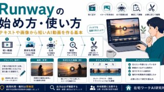 Runwayでテキストや画像から短いAI動画を作り確認編集する流れのアイキャッチ画像