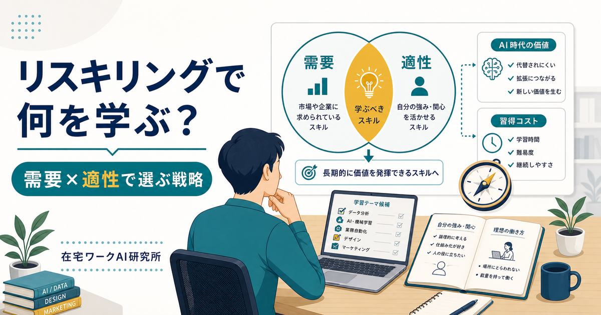 リスキリングで学ぶ分野を需要と適性で選ぶ戦略のアイキャッチ