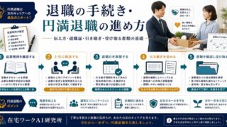 退職の手続きと円満退職の進め方をまとめたアイキャッチ画像